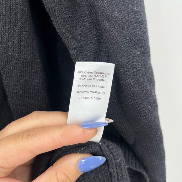 EVERLANE The No-Sweat Sweater Uniform Heathered Midnight Long Sleeve Large NEW - Picture 7 of 8